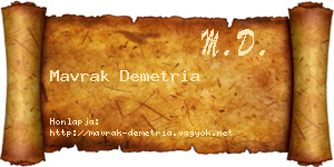 Mavrak Demetria névjegykártya